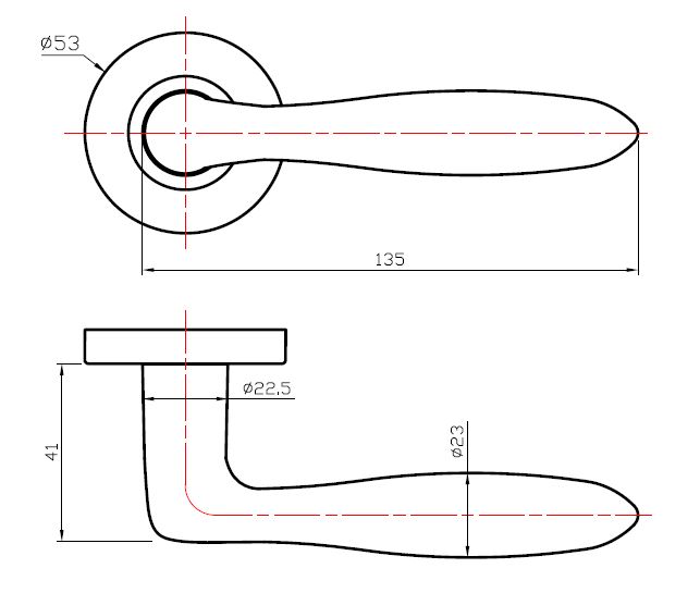 Deurklink Sigaar model Massief rvs Op langschild WC63/8 - Afbeelding 3