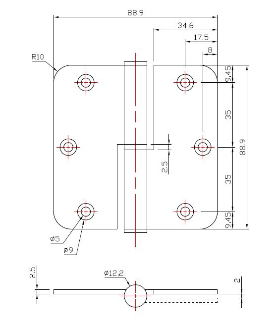 Paumellescharnier rvs 89x89 Links - Afbeelding 3