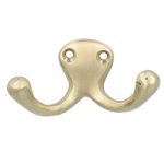 Kapstokhaak Dubbel messing mat Goud