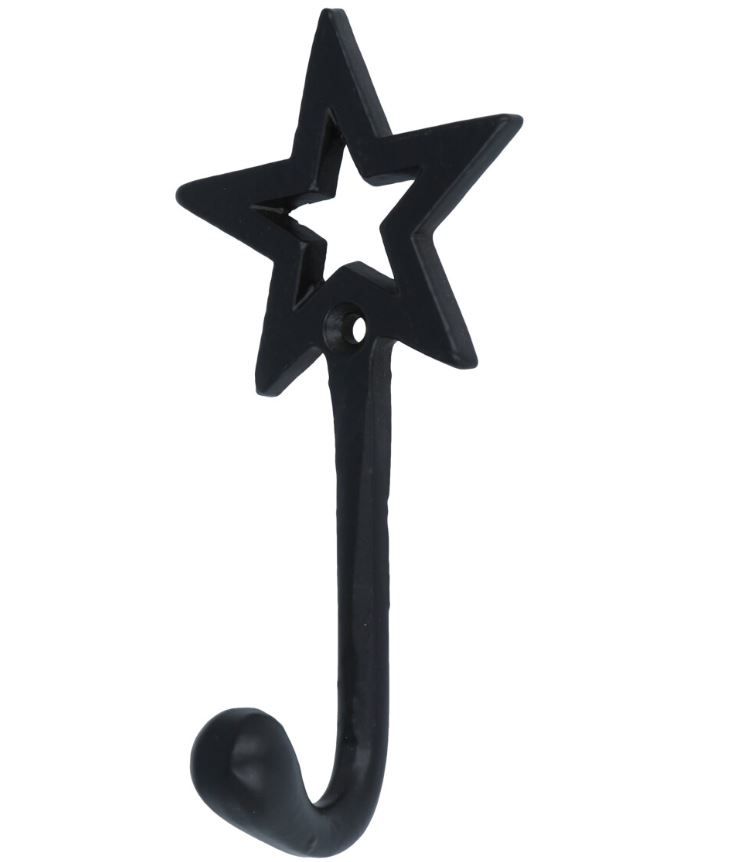 Kapstokhaakje Ster IJzer zwart
