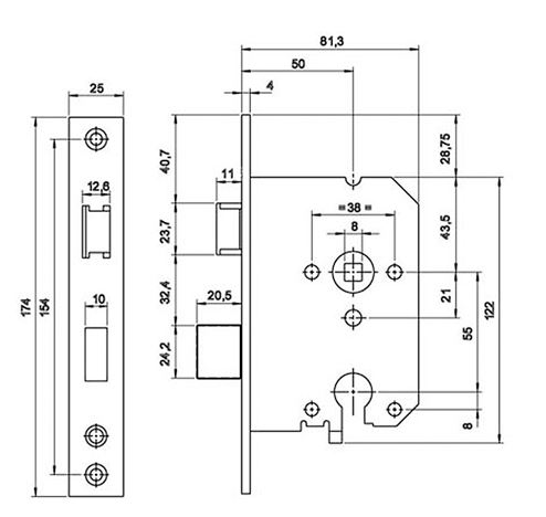 Mauer 9136 Veiligheidsslot PC55 SKG2 Afgeronde voorplaat - Afbeelding 2