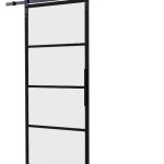 DIY-schuifdeur Cubo zwart incl. matglas 2150 mm + zwart ophangsysteem Basic