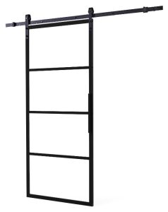 DIY-schuifdeur Cubo zwart incl. transparant glas 2350 mm + zwart ophangsysteem Basic