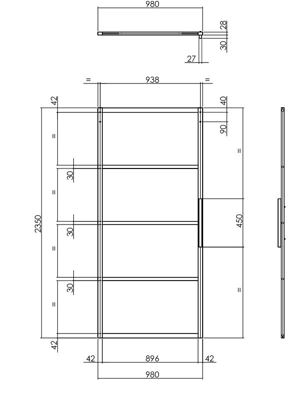 DIY-schuifdeur Cubo zwart incl. transparant glas 2350 mm + zwart ophangsysteem Basic - Afbeelding 2