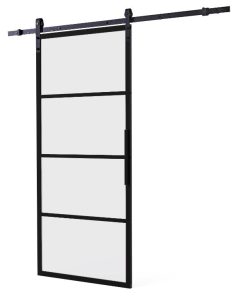 Intersteel DIY-schuifdeur Cubo zwart incl. matglas 2350 mm + zwart ophangsysteem Basic