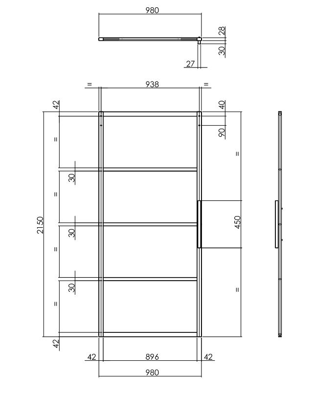 Intersteel DIY-schuifdeur Cubo zwart incl. matglas 2150 mm + zwart ophangsysteem Basic Top - Afbeelding 2