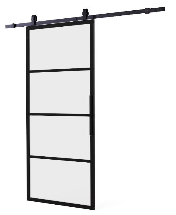 Intersteel DIY-schuifdeur Cubo zwart incl. matglas 2350 mm + zwart ophangsysteem Basic Top