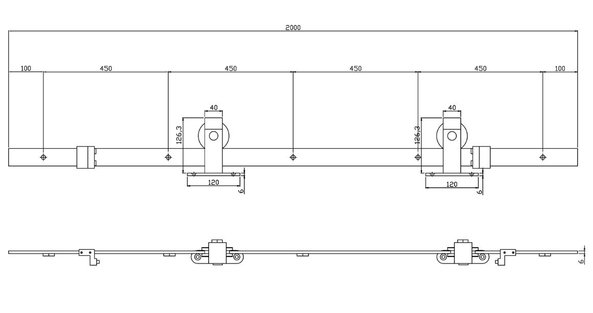 Intersteel DIY-schuifdeur Cubo zwart incl. matglas 2350 mm + zwart ophangsysteem Basic Top - Afbeelding 3