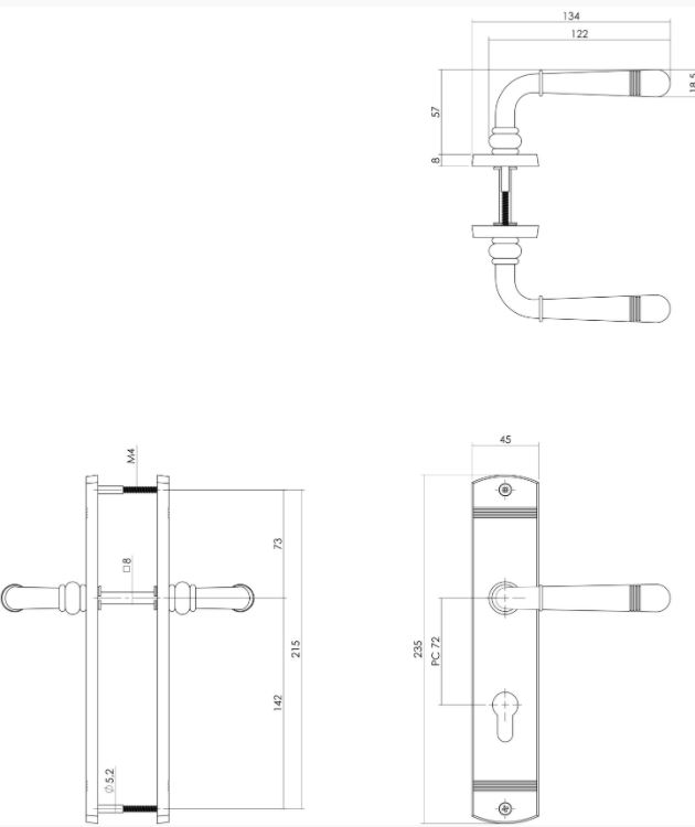 Intersteel deurklink Helena op schild PC72 messing Gelakt - Afbeelding 2