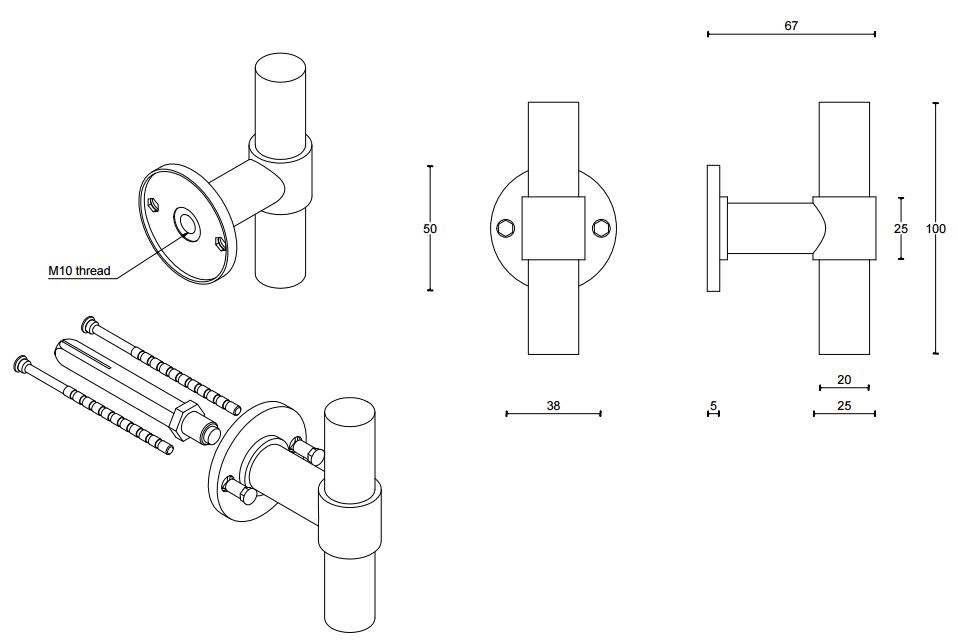 Voordeurknop Vast PIET BOON PBT100V PVD mat Goud - Afbeelding 2