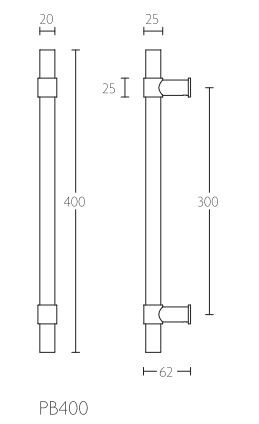 Deurgreep PIET BOON PB400 NP 300 mm PVD mat zwart - Afbeelding 2