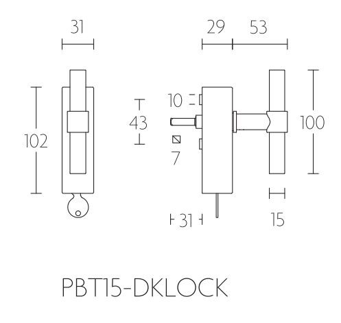 Draaikiepgarnituur PIET BOON PBT15-DKLOCK PVD mat zwart - Afbeelding 2