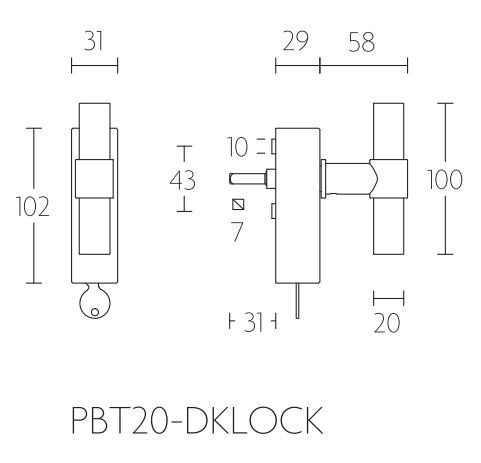 Draaikiepgarnituur PIET BOON PBT20-DKLOCK PVD mat zwart - Afbeelding 2