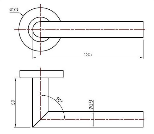 Deurklink Basis Rond op vierkant rozet rvs/zwart - Afbeelding 2