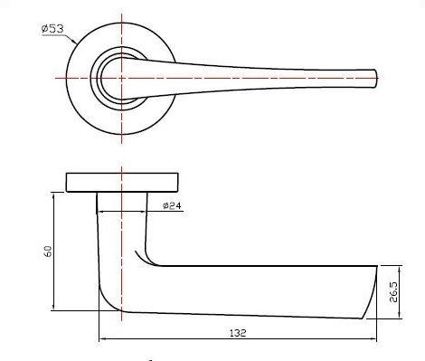 Deurklink Basis Wig op vierkant rozet rvs/zwart - Afbeelding 2
