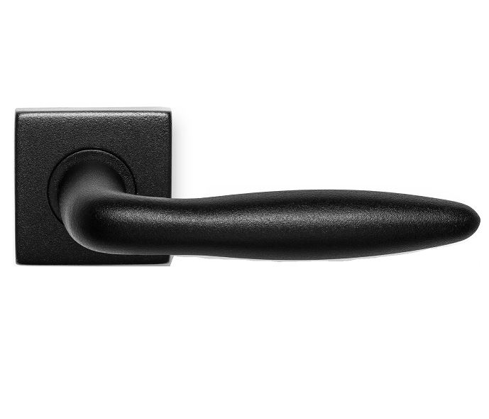 Deurklink Sigaar op vierkant rozet rvs/zwart