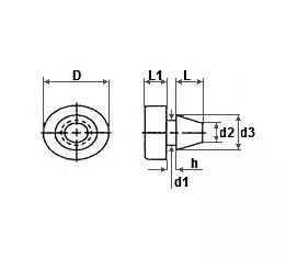 10 Aanslagdopjes voor deurkozijnen 11X1X6X1,7 Vlak zwart - Afbeelding 2