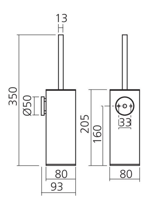 Borstelhouder SLIM rvs zwart - Afbeelding 2