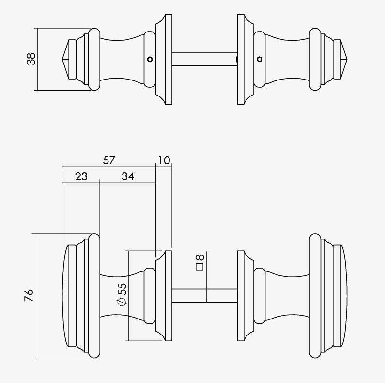 Intersteel knopkruk met freesrand en ronde rozet beukenhout - Afbeelding 2