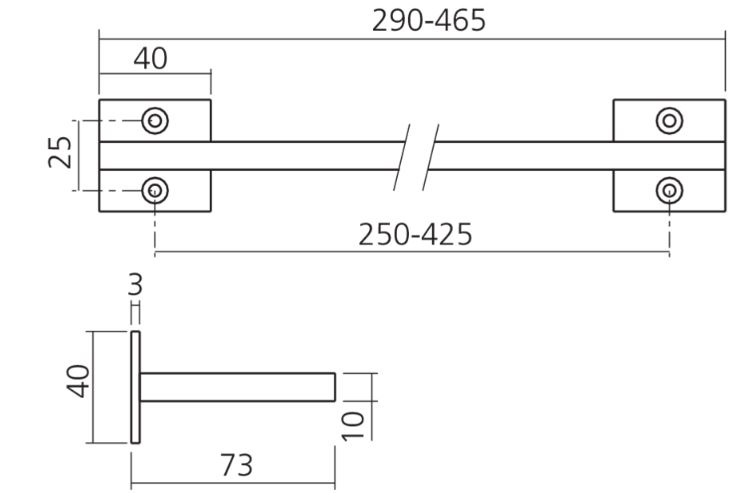 Handdoekhouder enkel SLIM Aluminium zwart 465 mm - Afbeelding 2
