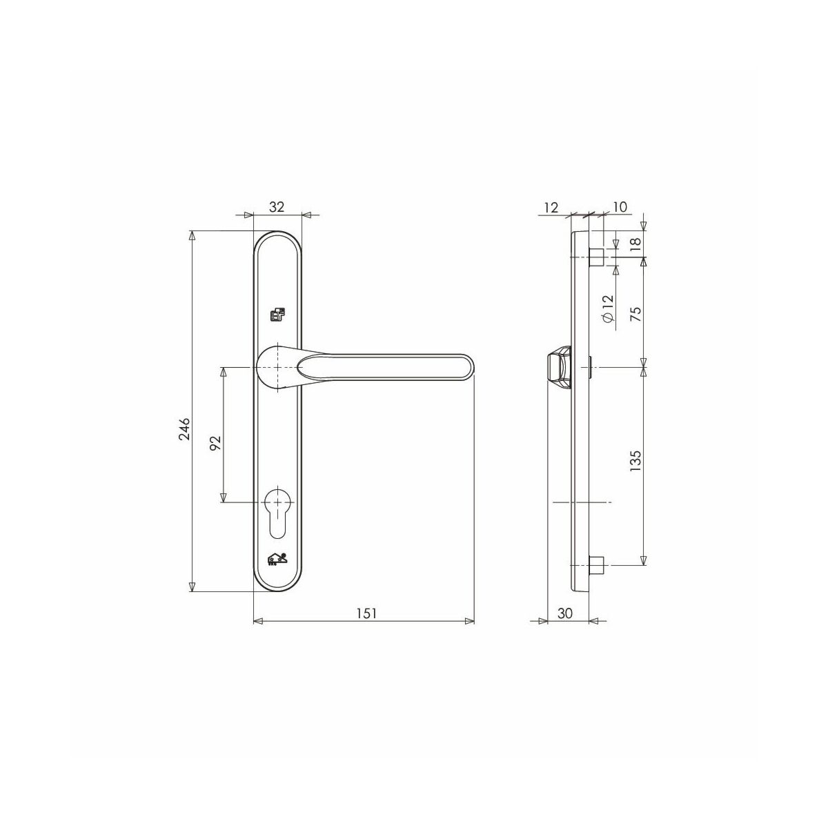 S2 veiligheidsbeslag PC92 Aluminium Buiten Vlak SKG2 - Afbeelding 2