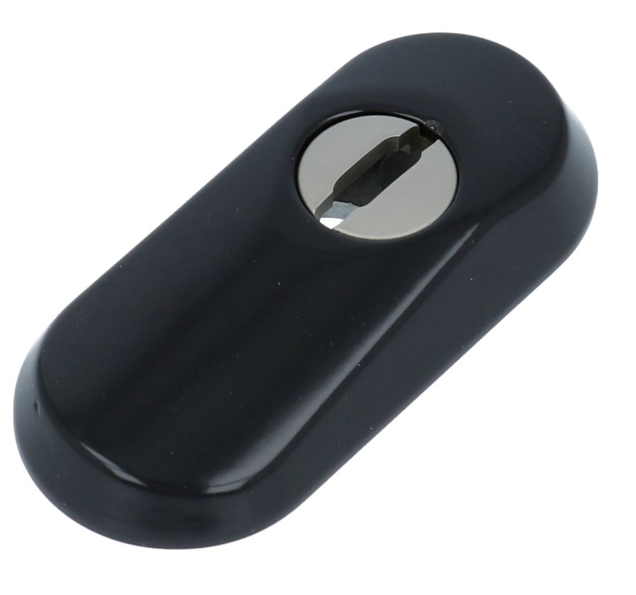 Veiligheid-Schuifrozet + kerntrekbeveiliging Ovaal 80x35x12mm zwart