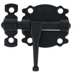 Deurgrendel met ronde schoot sluitlus en sluitplaat zwart gelakt 50x48 mm