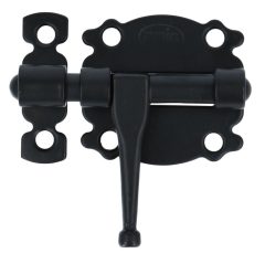 Deurgrendel met ronde schoot sluitlus en sluitplaat zwart gelakt 50x48 mm