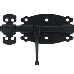 Deurgrendel met ronde schoot sluitlus en sluitplaat zwart gelakt 100x60 mm