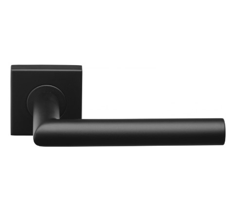 Deurklink Basis Twee op geveerd rozet mat zwart