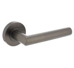 Intersteel enkele deurklink rechts Bastian op ronde rozet antraciet grijs