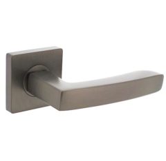 Intersteel enkele deurklink rechts Minos op vierkant rozet antraciet grijs