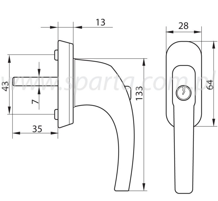 Draaikiepgarnituur afsluitbaar Recht Aluminium zwart - Afbeelding 2