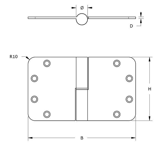 SKG3 Kogelstift paumelle Ronde hoek 89x125 mm links rvs zwart Gelakt - Afbeelding 2