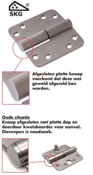 SKG3 Kogelstift paumelle Ronde hoek 89x125 mm links rvs zwart Gelakt - Afbeelding 4