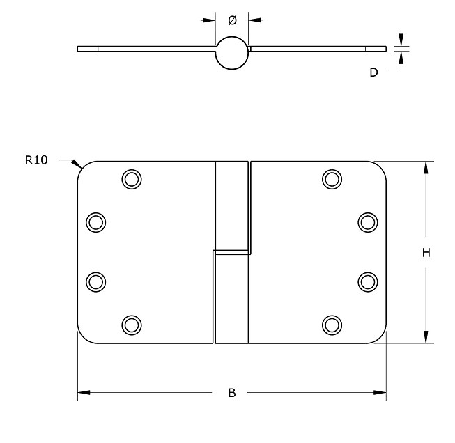 SKG3 Kogelstift paumelle Ronde hoek 89x150 mm rechts rvs zwart Gelakt - Afbeelding 2