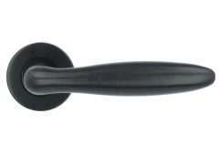 Deurklink Sigaar Model op ronde rozet PVD Gunmetal