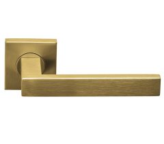 Deurklink Basis Rechthoek op geveerd rozet PVD mat Goud