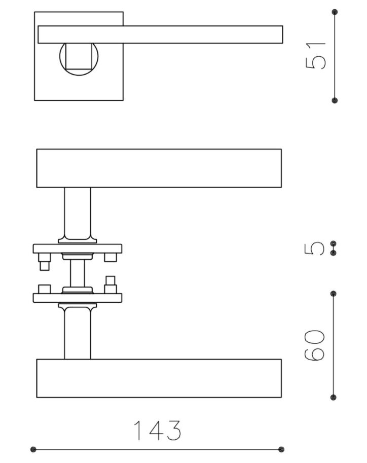 Olivari deurklink Space Q op rozet chroom mat - Afbeelding 2