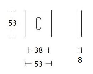 2 Sleutelplaatjes Vierkant 53x53x8 rvs - Afbeelding 2