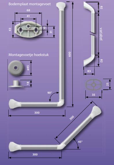Secucare Wandbeugel hoek 90° zwart - Afbeelding 3