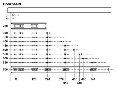 Paar ladegeleiders Häfele volledig uittrekbaar 45 cm - Afbeelding 2