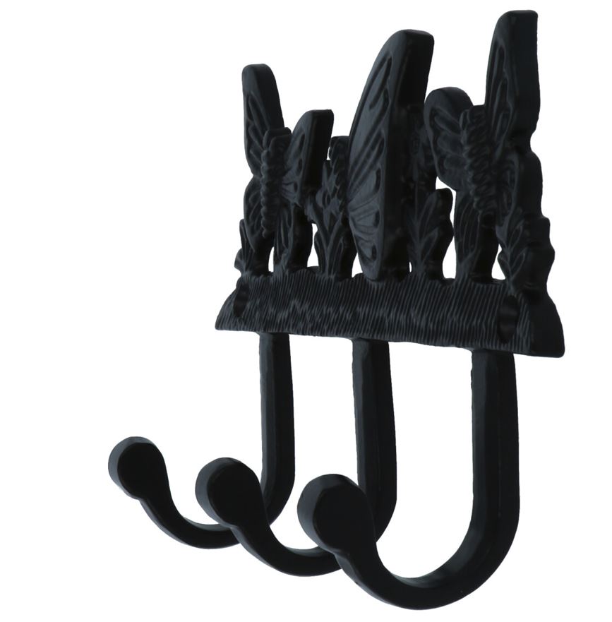 Kapstokrek Vlinder ijzer zwart - Afbeelding 2