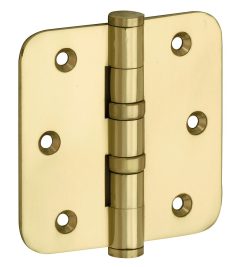 Kogellagerscharnier 89x89 ronde hoek vlak messing gelakt