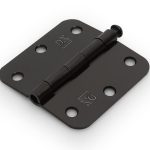 Scharnier met losse pen ronde hoeken 76x76 mm zwart gelakt