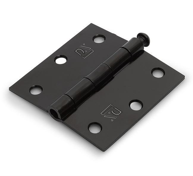 Scharnier met losse pen rechte hoeken 76X76 mm zwart gelakt