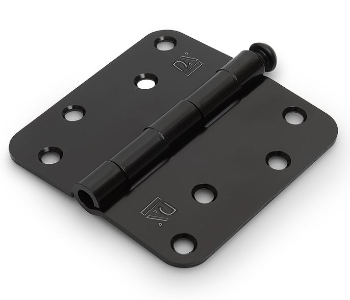 Scharnier met losse pen ronde hoeken 89x89 mm zwart gelakt
