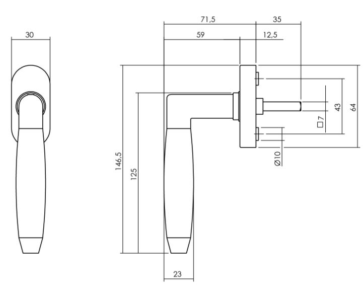 Intersteel Raamkruk Combinatie rvs/zwart op stalen ovale rozet rvs - Afbeelding 2