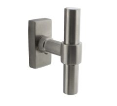 Intersteel Raamkruk T-vorm recht op stalen rechthoekige rozet rvs