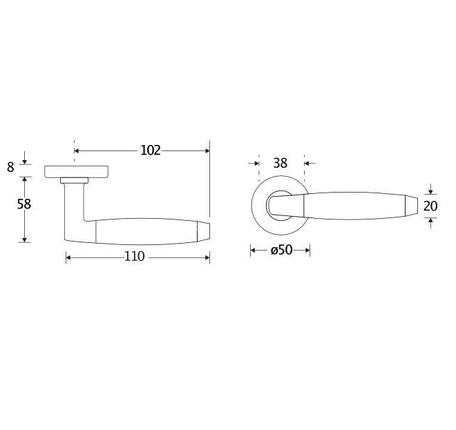 Deurklink op geveerd rozet Ton ebben/Vivo glans nikkel - Afbeelding 2